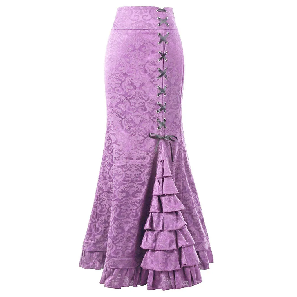 

2025 Halloween jacquard mermaid skirt,retro dress gothic style lace skirts,victoria long skirts