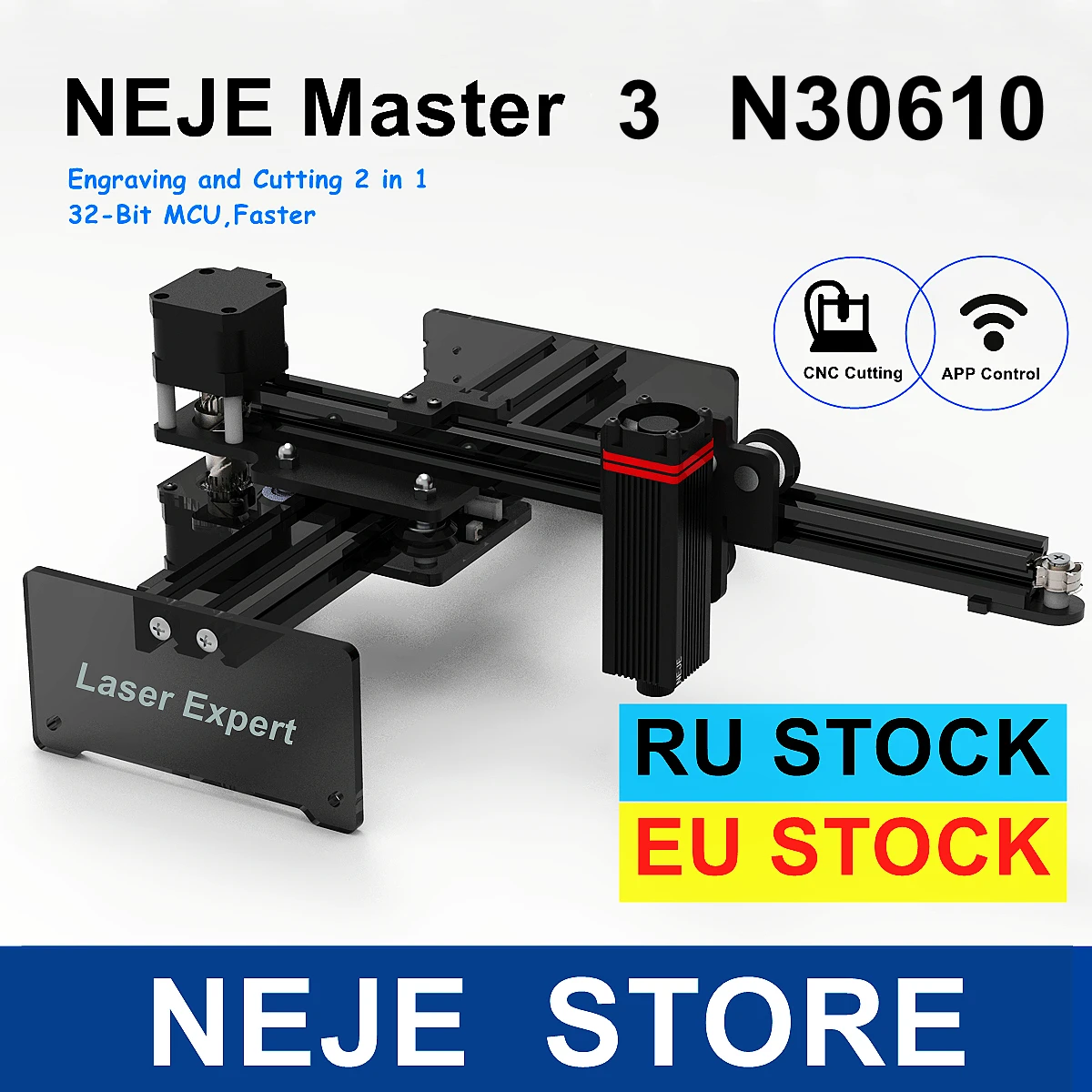 Nejeマスター2s n30610 15w CNCレーザー彫刻機カッター切断彫刻機、アプリ制御付き木材切断機