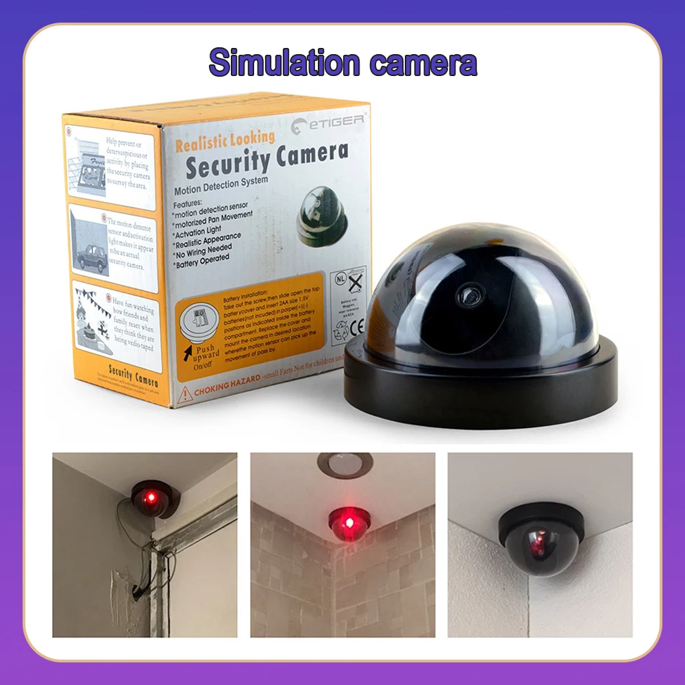 

1PC Black Dummy Fake Security Camera with Flashing Red LED Light Dome Dummy CCTV Camera Home Surveillance Security Camera