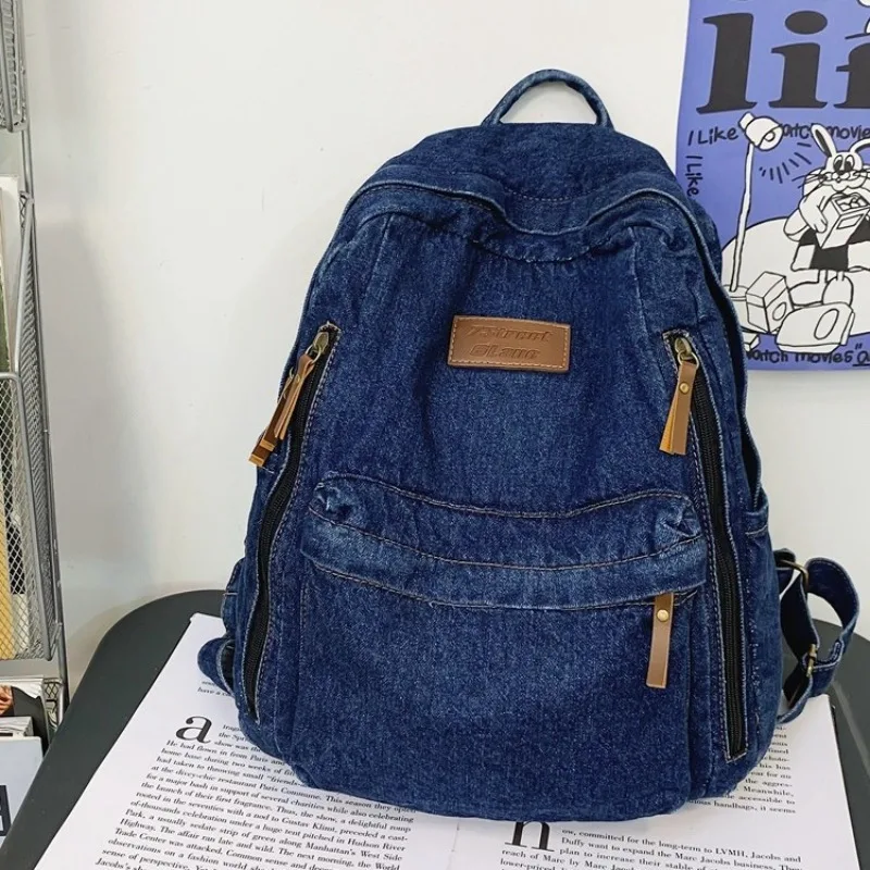 

Large Capacity Denim Kids Backpack for Women Fashionable Cute Backpack Versatile Cartoon Backpack School Bags Travel Backpacks