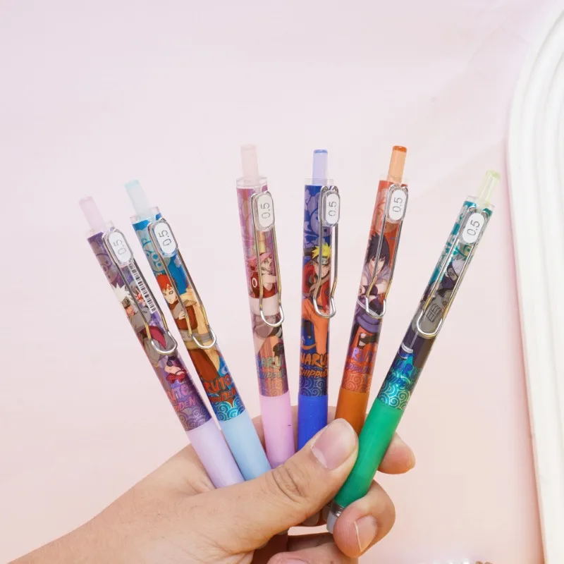Naruto Black Gel Pens Students Fashion Stationery Anime Movie Derivative Peripheral Blind Box Pen Boys Girls Back To School Gift