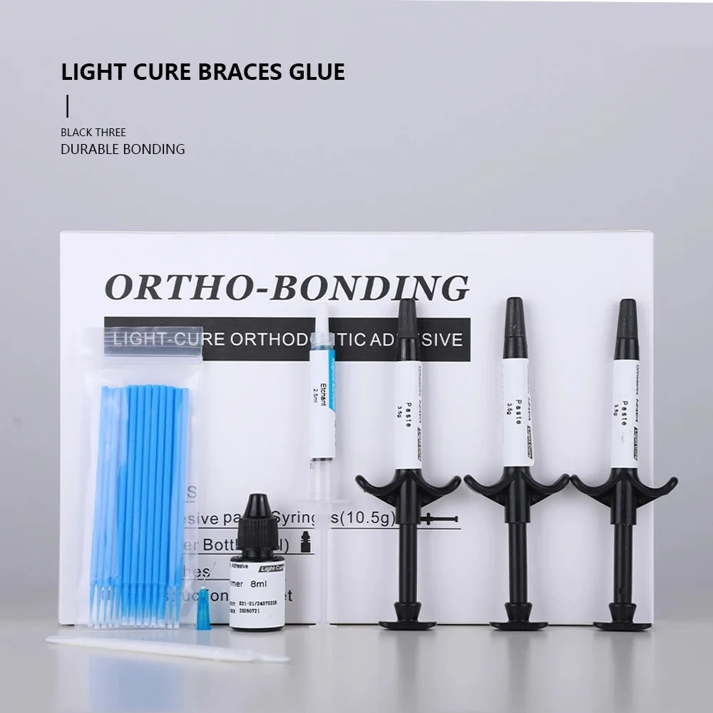 Dental Orthodontic Light Cured Adhesives Braces Glue Kit Etchant Acid Gel Light-Cure Paste Primer For Bonding Brackets Braces