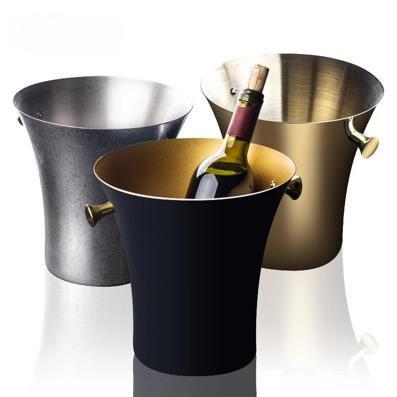 Slender Waist Stainless Steel Wine Cooler Bucket Wine Bottle Cooler Champagne Coolers Beer Chiller Ice Bucket KTV Bar Barware