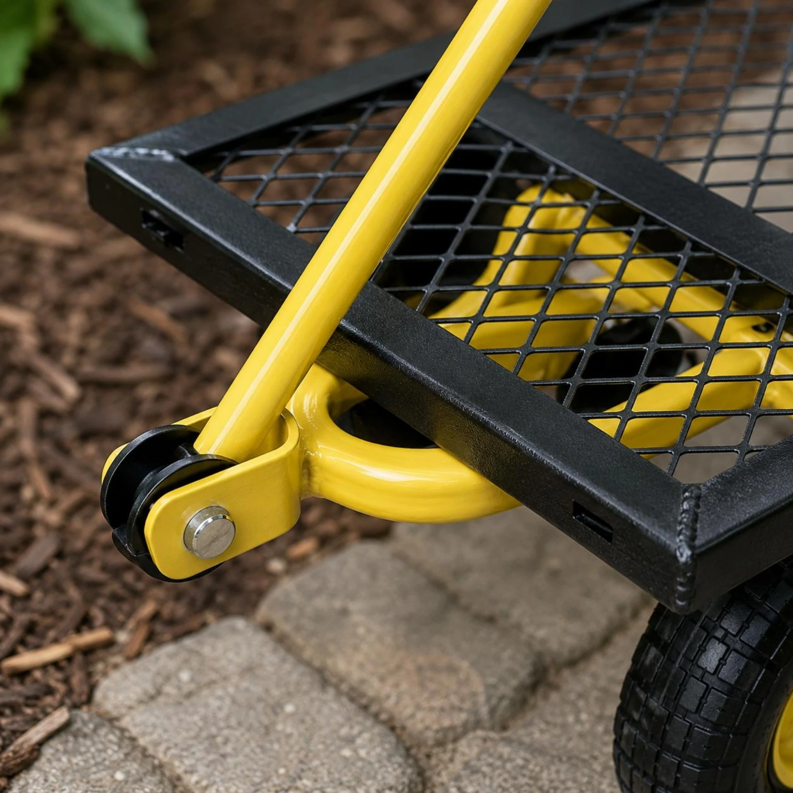 Foldable Garden Trolley Steel Frame Mesh Garden Wagon Collapsible Wagon Trolley Padded Grip Outdoor Hauler Heavy Duty