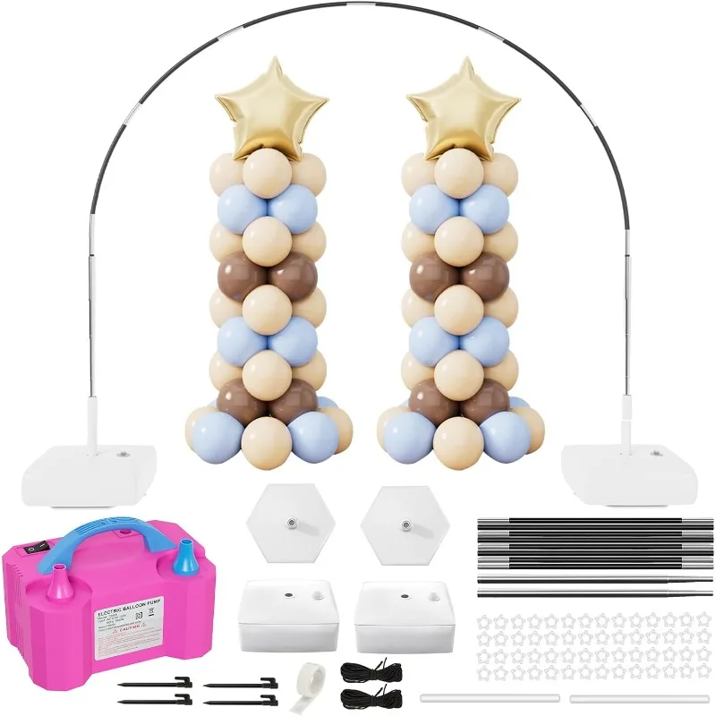 2-in-1 Balloon Arch Kit, 7.2ft Stand with Electric Pump, Adjustable Arch Frame with Water Fillable Base for Wedding