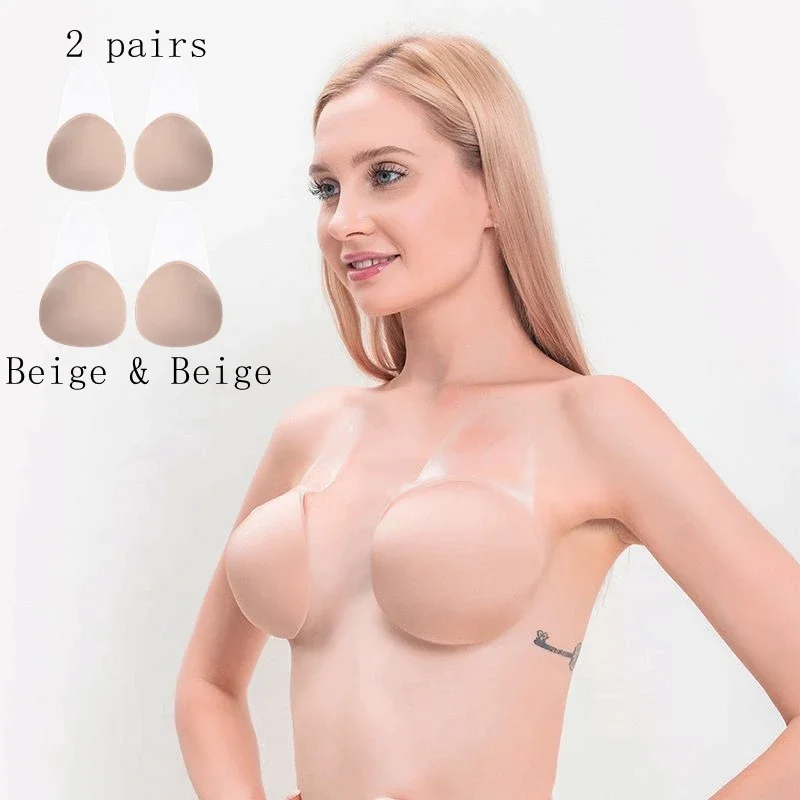 

Sexy Backless Lingerie Seamless Silicone Bralette Underwear Women Two pairs Invisible Bra Lift Push Up Silicone Underwear