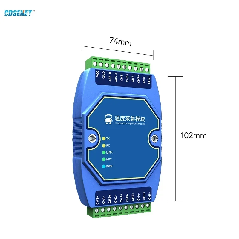 8-Way RS485 Temperature Acquisition Module CDSENT ME31-XDXX0800-485 PT100 RTD High Precision Module Support Modbus DC 8~28V