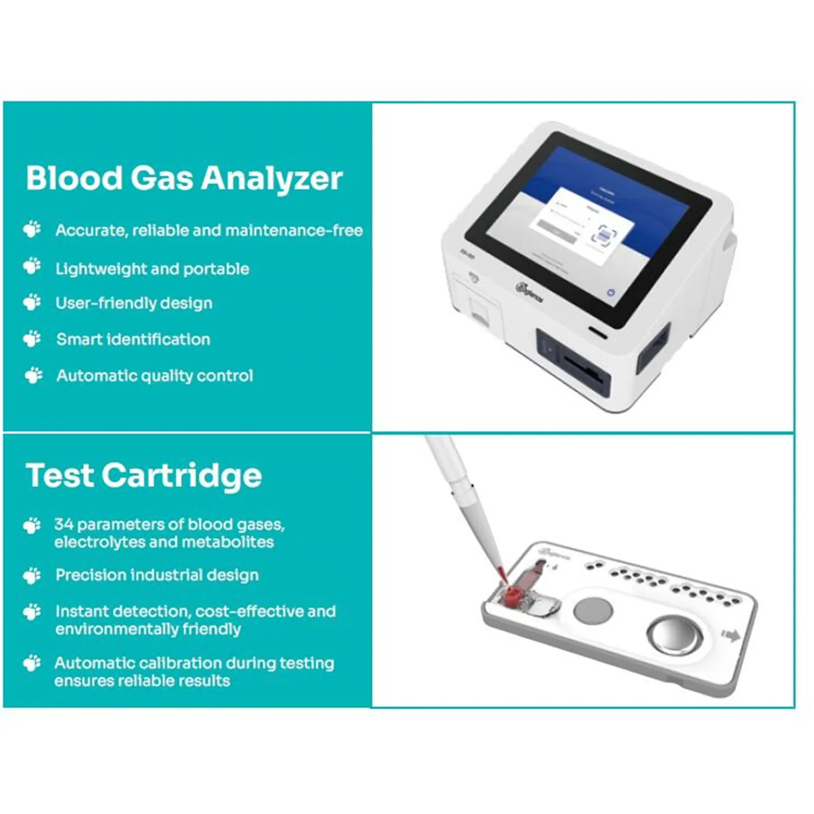 Vet Veterinary Dog Blood Gas PH PCO2 PO2 K+  Na+  Cl- ICa2+  Glucose Lactate  Hct Testing Card 25pcs Per Box