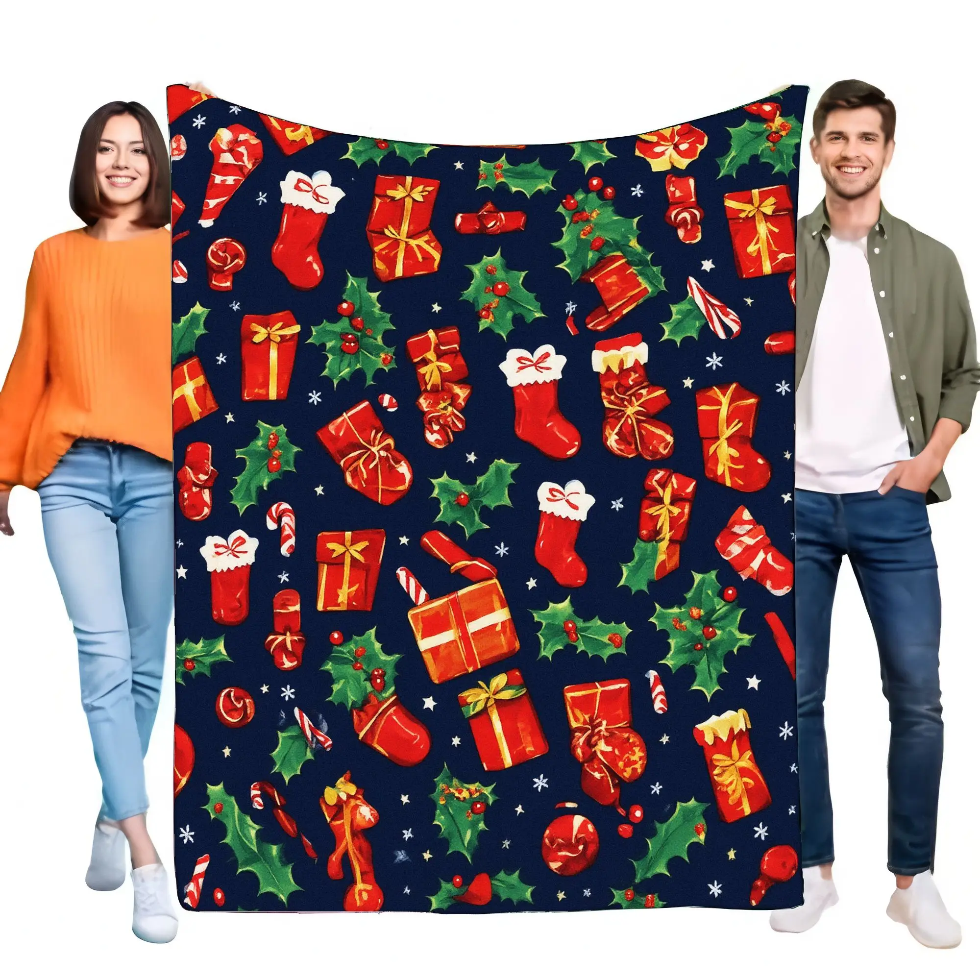 Christmas Gift Wrapping Blanket Soft Cozy Sofa Throw Perfect for Holiday Decorations and Festive Celebrations Ideal for Family G