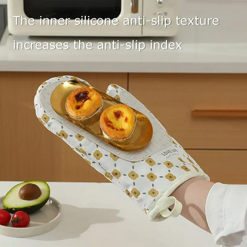 Kitchen Mitts For Oven High Heat Oven Mitts Anti-Slip Insulated Gripper Insulator Guard Pot Holders Gloves For Baking Grilling