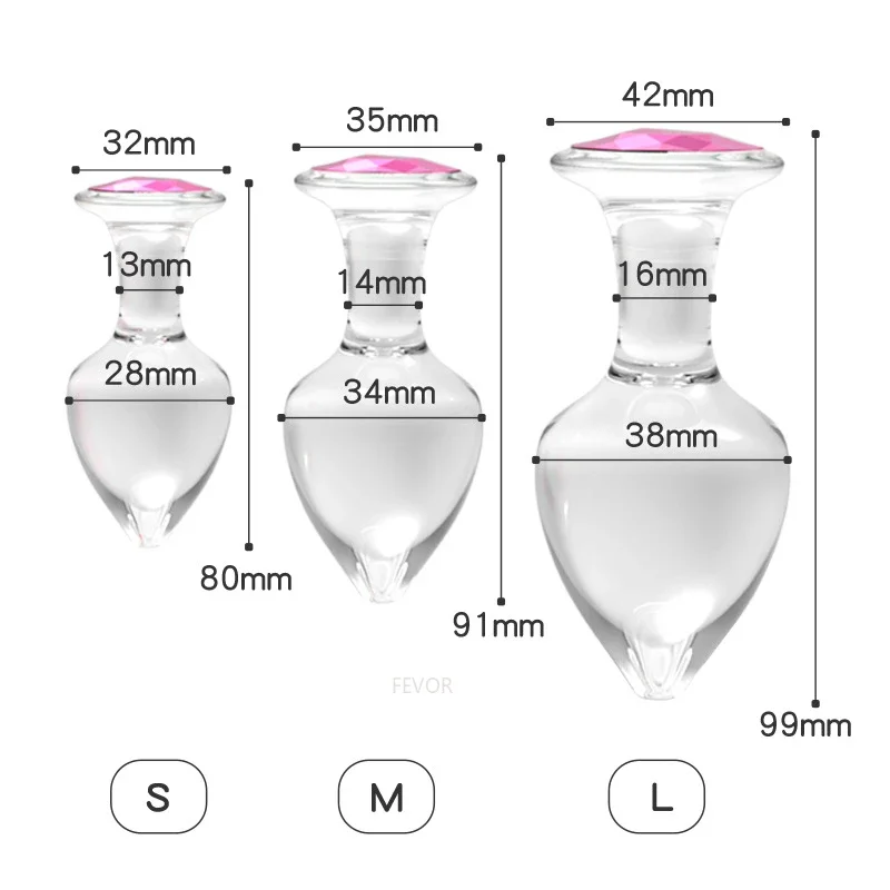 Crystal Anal Plug Glass Girl Heart Portable Adult Products Men And Aomen SM Tune Pink Transparent Small Large Sex Orgasm Toy