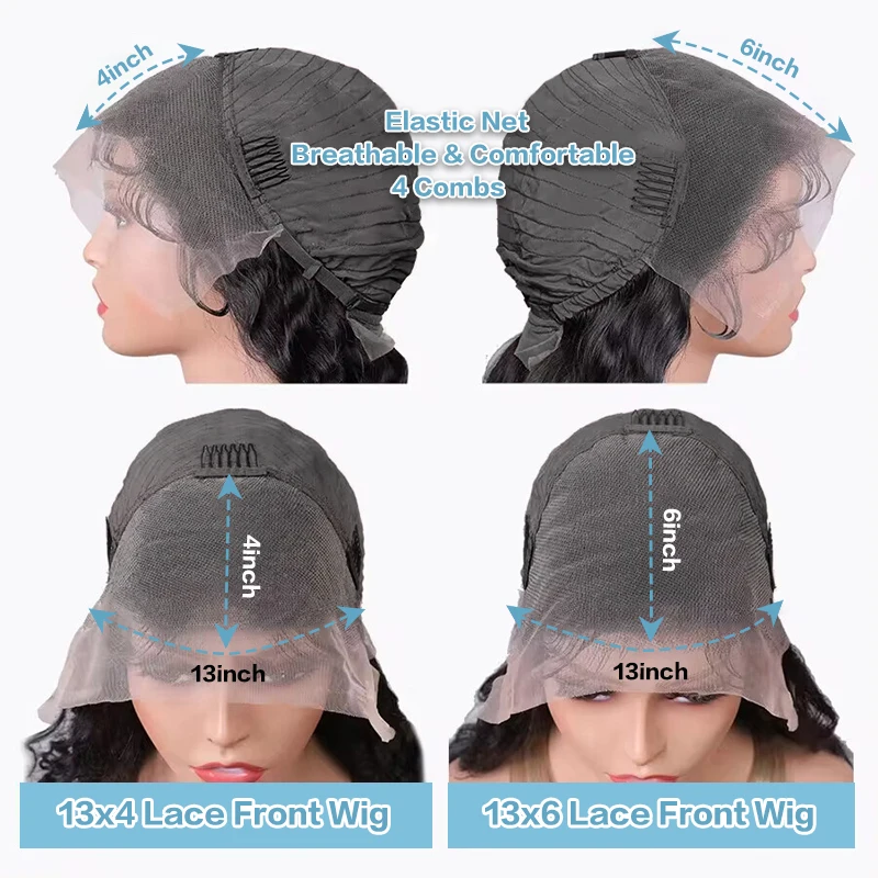 32 بوصة موجة عميقة الدانتيل الجبهة الباروكات شعر الإنسان 13x6 موجة المياه الباروكات شعر الإنسان مع شعر الطفل 200% الكثافة شعر مستعار مجعد للنساء #6