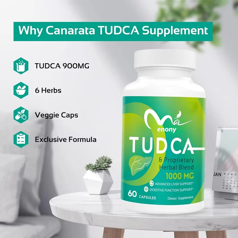 TUDCA-Supplément de soutien pour le vever, 1000mg -60 capsules, sels biliaires TUDCA mélangés avec du chardon-Marie, nettoyage et réparation du foie Bjfor