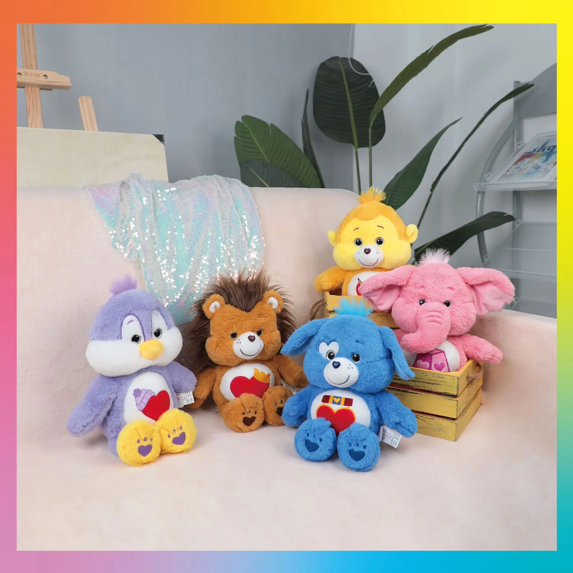 33cm Forest Animal Series Rainbow Bear Plush Toys Lovely Cartoon Care Bears Plush Toy Ornaments Cartoon Drag Doll Gift Toys view 2