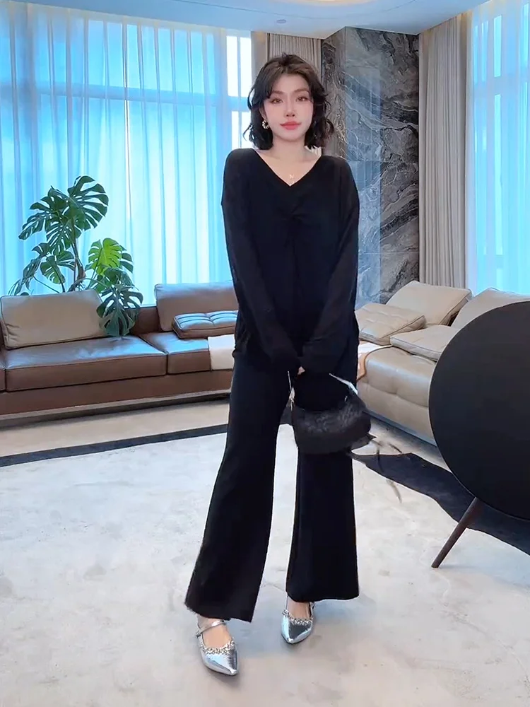 

High Waist Modal Blend Flared Pants Skin-Like Slimming Versatile Casual Trousers ME【Face Mask Bell Bot】