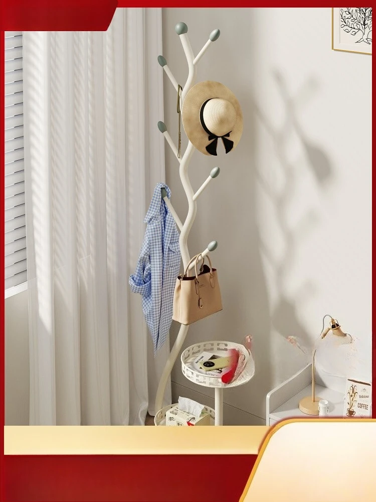 

Coat rack Cream style household bedroom hanger light luxury hanging clothes storage artifact floor bedside hanging bag rack