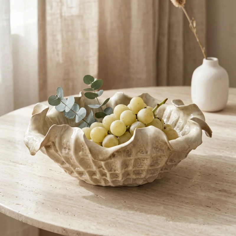 Modern art ceramic fruit plate creative home ornament handmade light luxury living room decoration