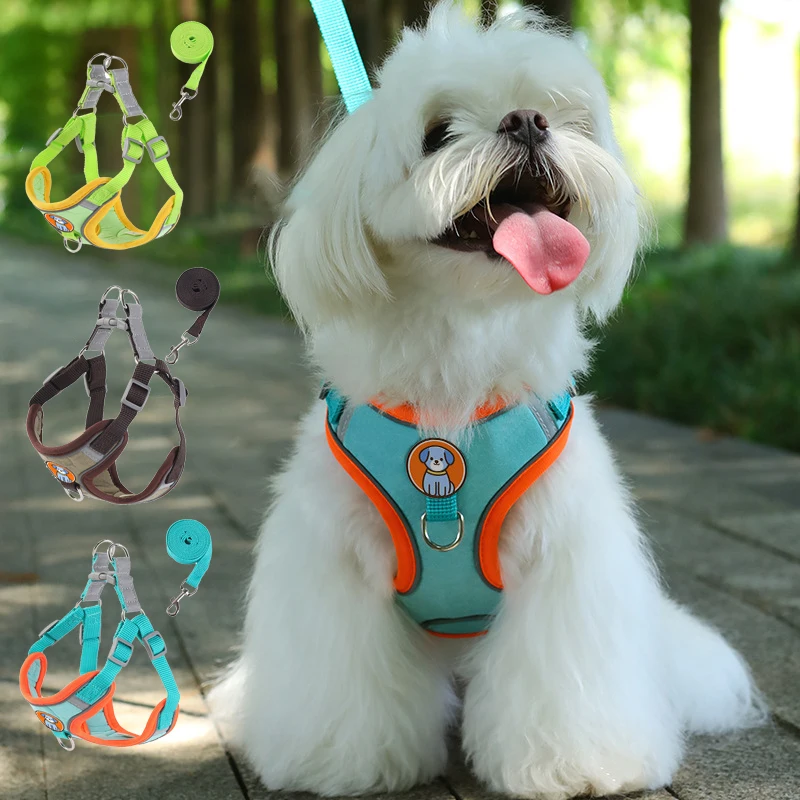 

Dog Harness Small Sized and Leash Set Step in Soft Light Puppy Vest Breathable Mesh Pet Harness Reflective for Safe Easy Walking
