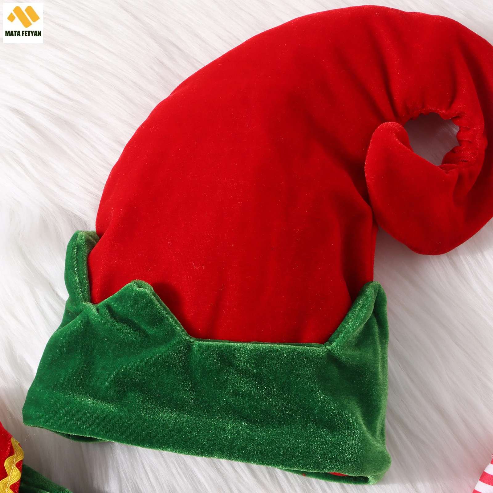 0-5 anni Natale bambino bambini ragazza costume set di vestiti colore a contrasto manica corta colletto per bambola abito cappello calzini a righe