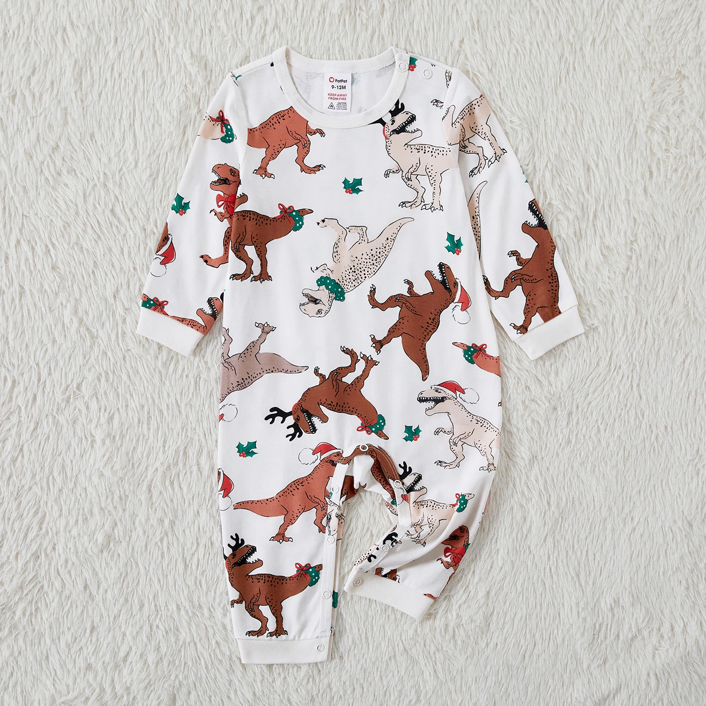 PatPat Christmas Dinosuar Print Family Matching Pajamas Sets (Flame Resistant)