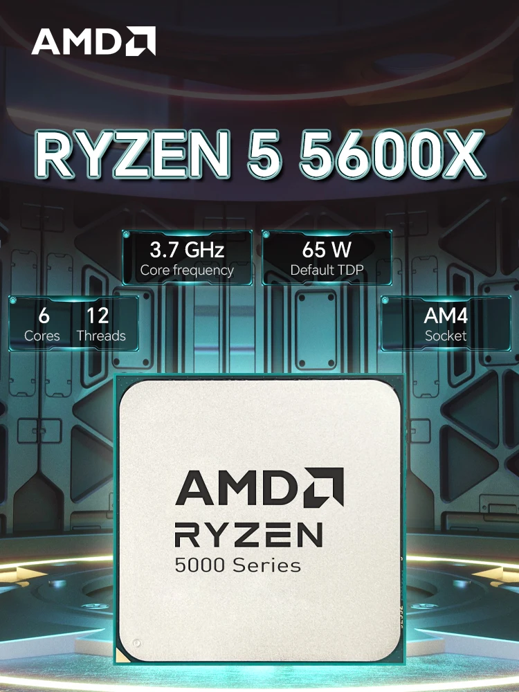 AMD Ryzen 5 5600X 3,7 GHz 6-rdzeniowy 12-wątkowy 7NM R5 5600X Gniazdo AM4 L3=32M Procesor 65 W DDR4 Bez chłodzenia — zdjęcie produktu 6