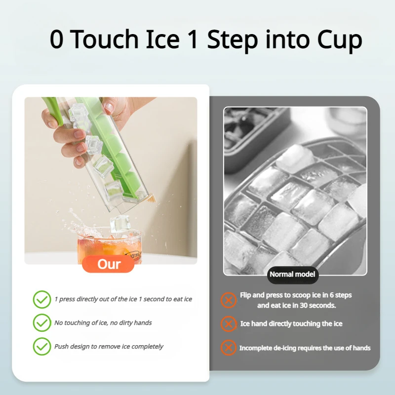 One Hand Press 6 Compartment Small Ice Compartment  Ice Storage Container Ice Maker  Kitchen Gadgets