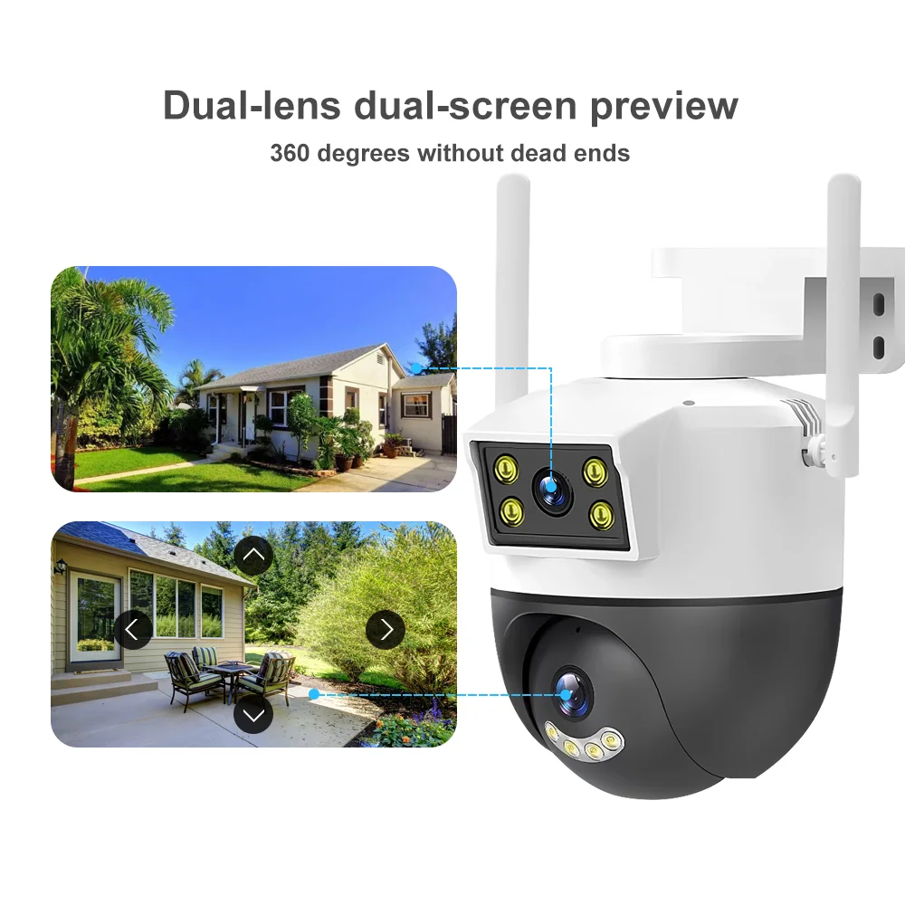 2MP Dual Lens WIFI IP Camera Color Night Vision Outdoor Surveillance Camara Wireless V380 Pro CCTV Security Protection
