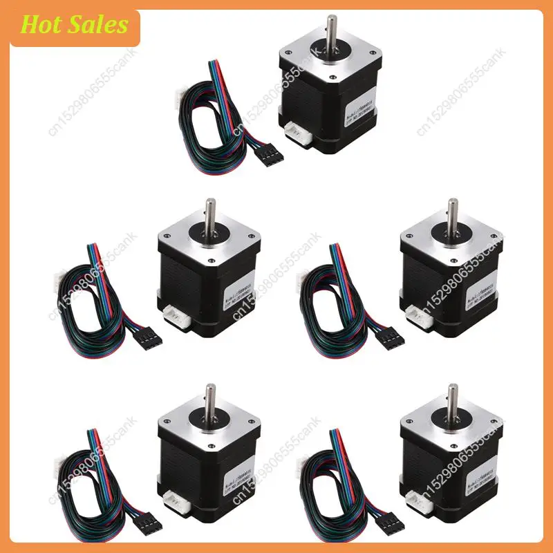 

AA05 5Pcs Nema 17 Stepper Motor 48Mm Nema17 Motor 42Bygh 2A 4-Lead ( 17Hs8401 ) Motor 1M Cable For 3D Printer Cnc Xyz Motor