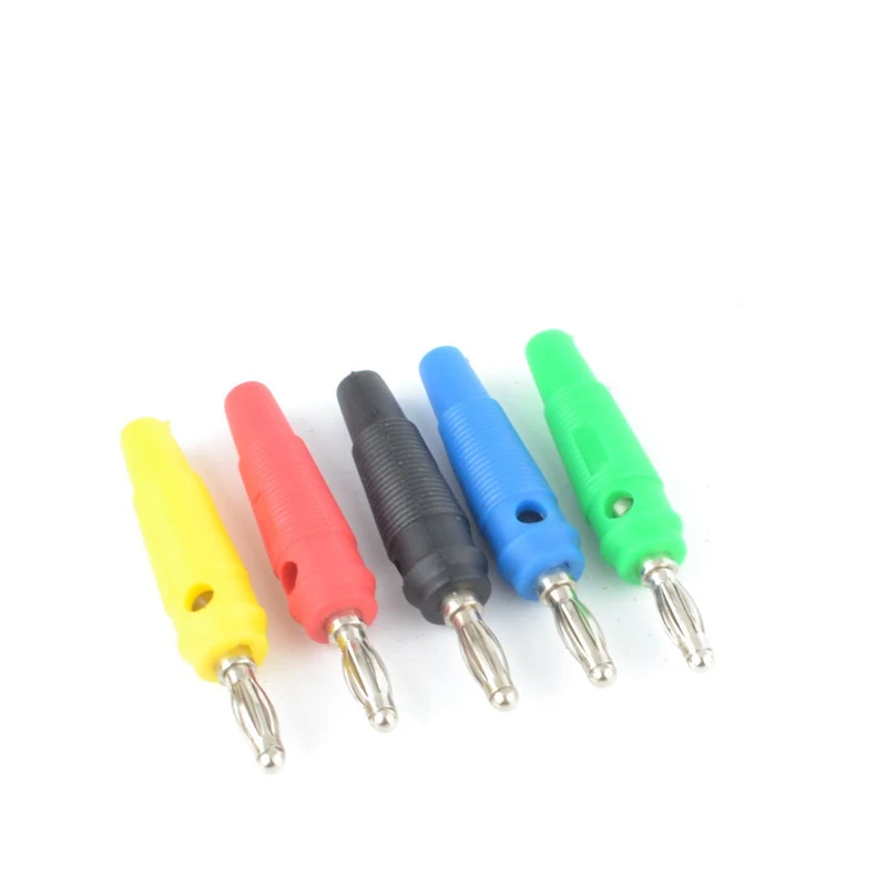 

5pcs 4mm Five Color Nickel-plated Plastic Banana Plug Banana Plug Connector Jack Screw-type Banana Head Nickel Plating Joint