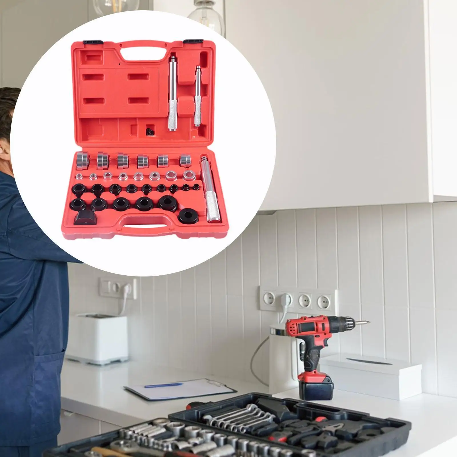 

33Pcs Master Bushing Driver Set Bearing Seal Removal Installation Kit for 0.394" to 1.65" or 3/8" to 1 3/8" with Storage Case