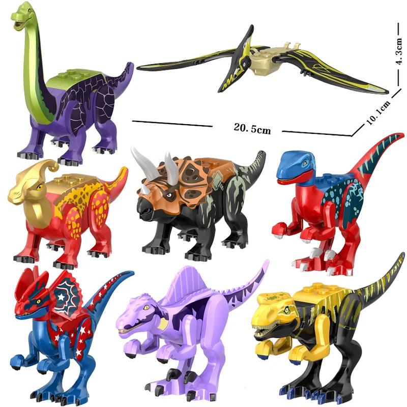 Décennie s de construction de figurines de dinosaures, briques d'assemblage, jouets de figurine d'anime, compatibles avec 208.assic World, 8 pièces par ensemble