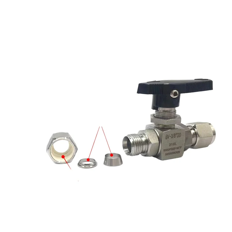 6000 رطل لكل بوصة مربعة ارتفاع ضغط 3 4 6 8 10 12 -20 مم 1/8 1/4 "3/8 1/2" 3/4 1 "ضغط الاتحاد 316L الفولاذ المقاوم للصدأ اغلاق الكرة صمام #3