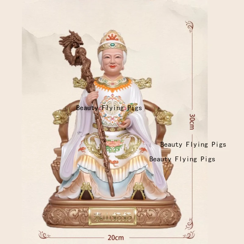 Resin Mount Taishan Grandma Goddess Painted household decorations for worshipping Buddha hall figures in the living room decor view 5