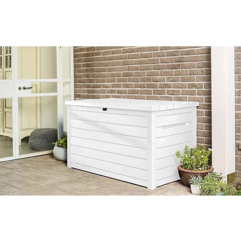 Extra grote opbergdoos voor buitendek van 230 gallon in wit
