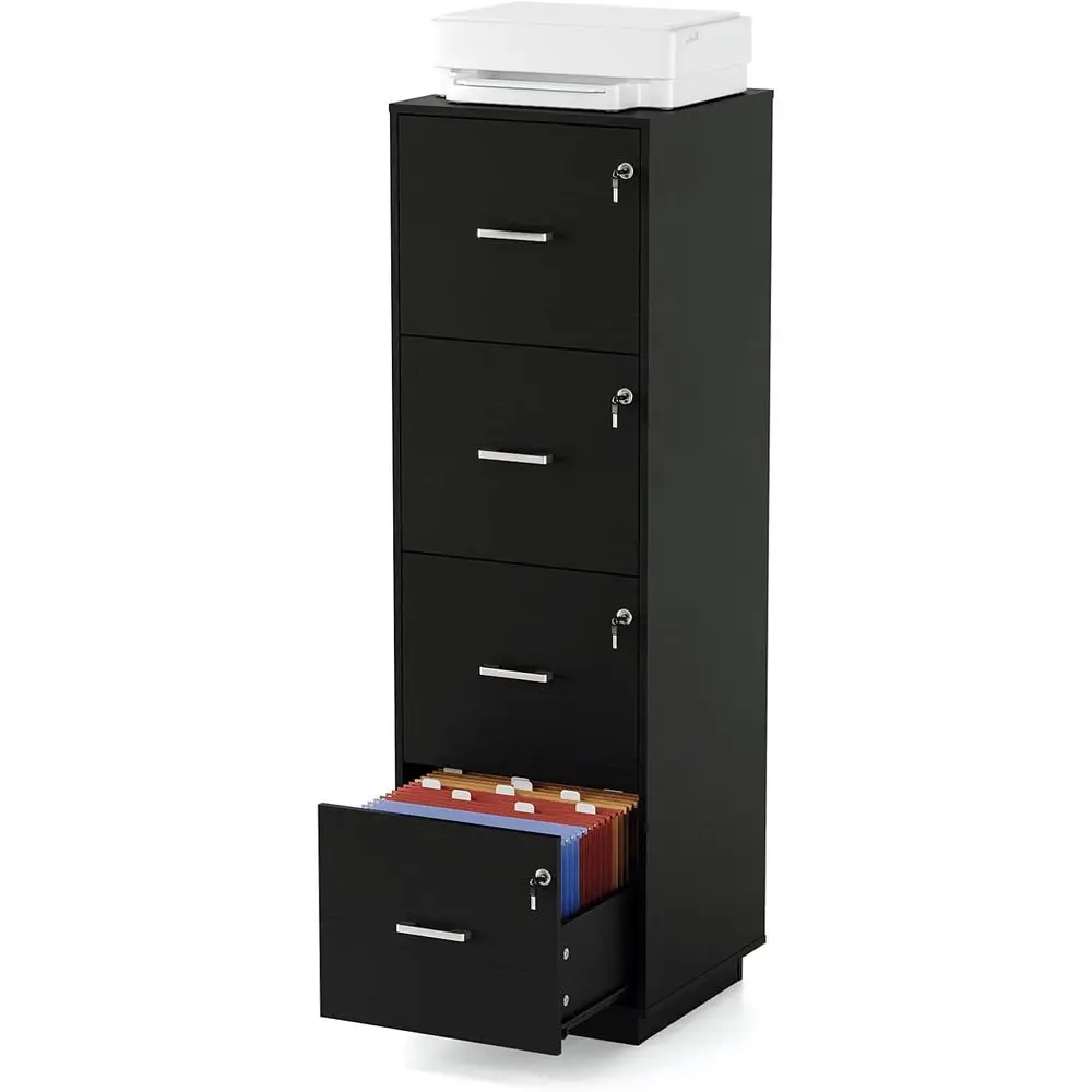 4 Der ile Cabinet with Lock, Home Oice iling Organizer, or Letter Size ile older Storage, Wood Tall Veal iling Cabinet, Printer