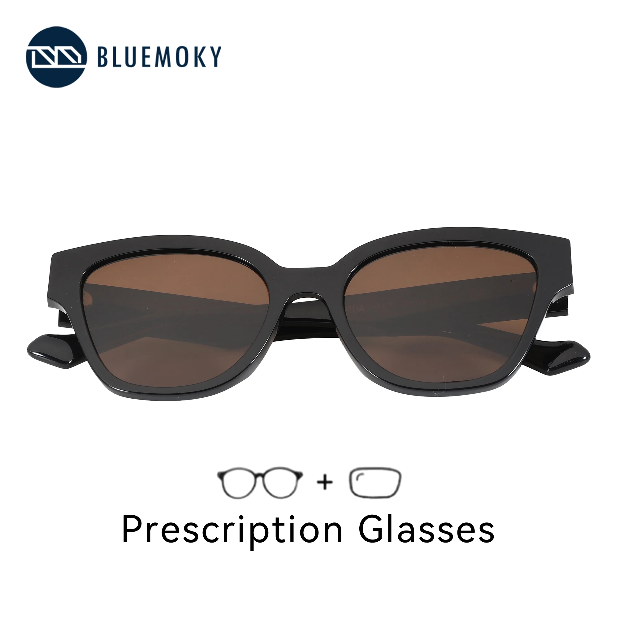 BLUEMOKY Lunettes de soleil de prescription en acétate, taille M, forme papillon, pour myopie/verres progressifs, polarisées UV400, pour femmes et hommes 1
