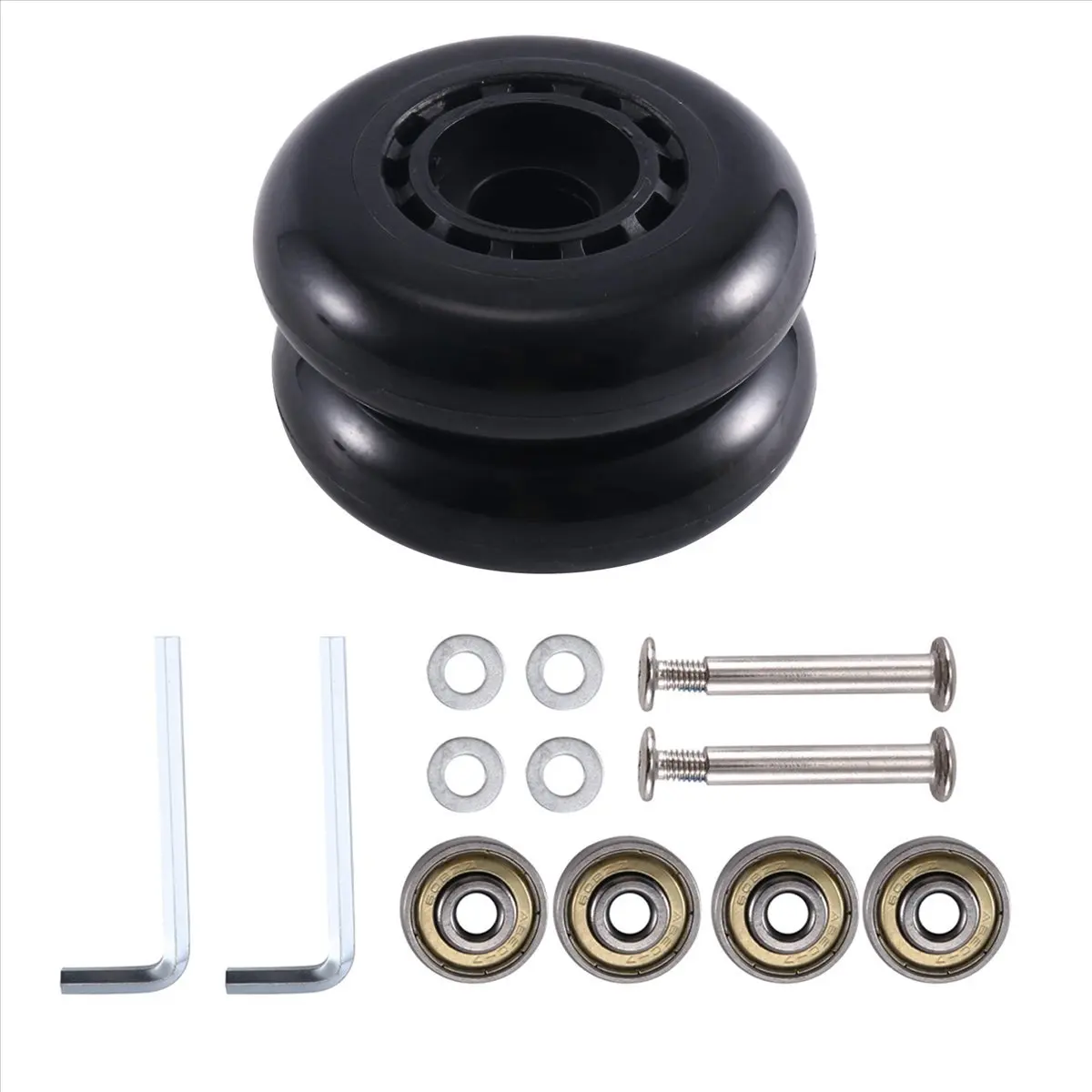 A20I Luggage Suitcase Wheels Replacement Kit 60x18mm Environmentally Friendly PU Carbon Steel Bearings Repair Suitcase Black