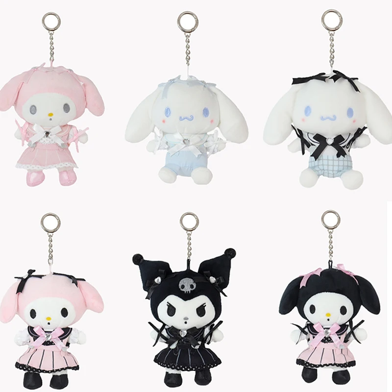 Sanrio Plush Maid Keychain Cute Lolita Plush Toys Llavero My Melody Cinnamoroll Bag Ornaments  Sanrio Accessories Christmas Gift