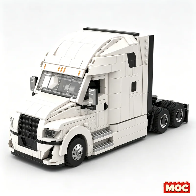 1182Pcs White Freightliner Cascadia Truck Speed Champions Scale Custom Building Blocks Model Educational Assembly Toy Collectors