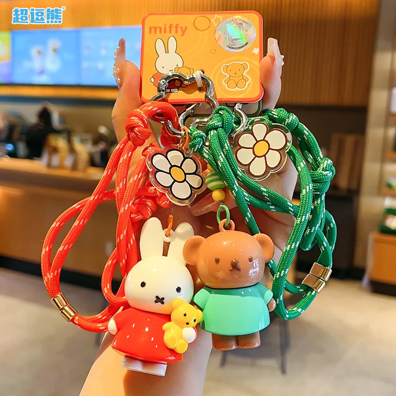 Kawaii Cartoon Miffy Rabbit Keychain Creative Peripheral Backpack Pendant Couple Anime Doll Decoration Friends Birthday Gift