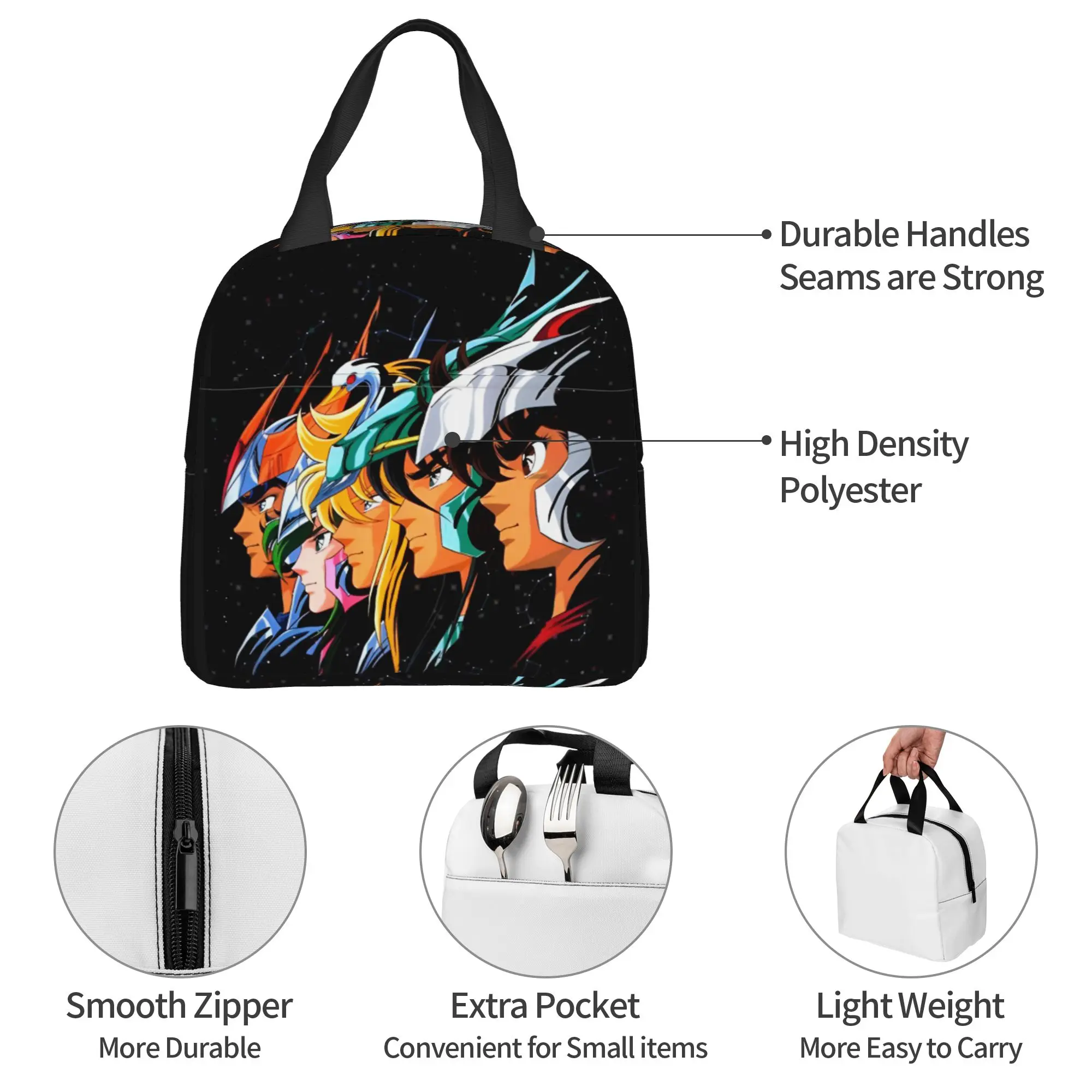 S-Saints S-Seiyas Bolsas térmicas para el almuerzo para mujer, Knights of the Zodiac, contenedor de almuerzo reutilizable para pícnic al aire libre, caja de comida