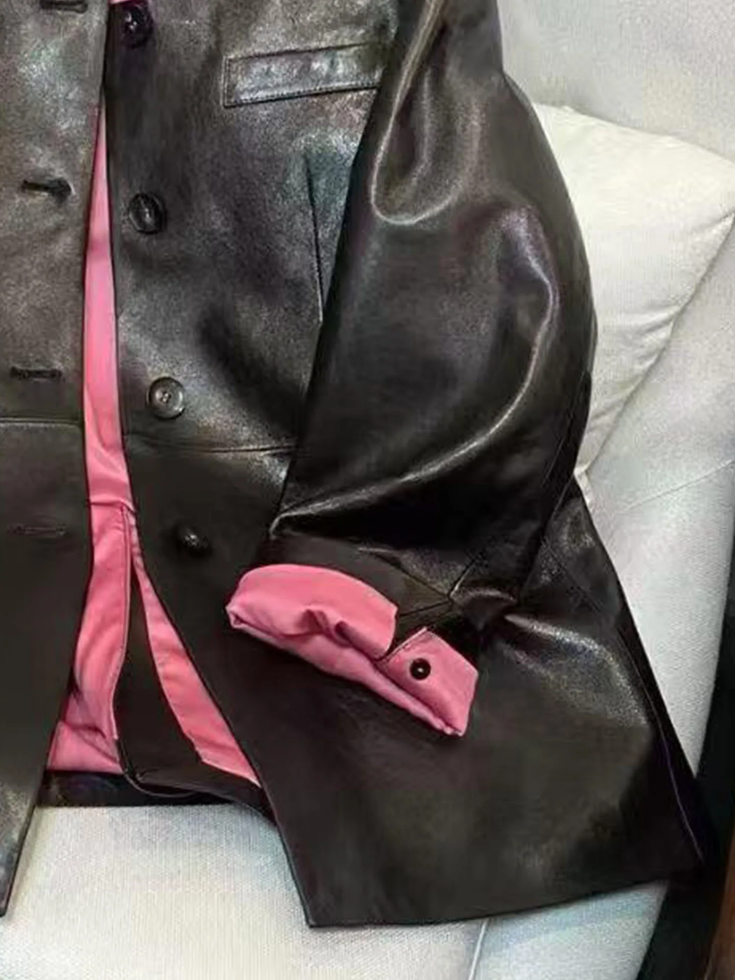 Veste en cuir Ele Bla pour femme, coupe ajustée, à bouton unique, collection Printemps 2026, style mode pour le quotidien, édition élégante