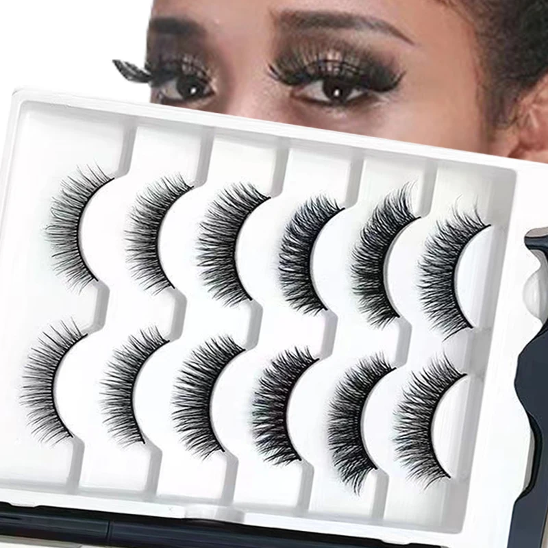 6 pairs of magnetic false eyelashes sticky eyeliner pen is not easy to smudge and do leak, suit is suitable for novice skin