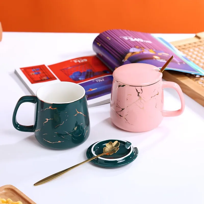 Stone Patterned Mug with Spoon, Milk Tea, Juice, Coffee Cup, Afternoon Tea Set Version, Gift Box Packaging, Gift for Gifting