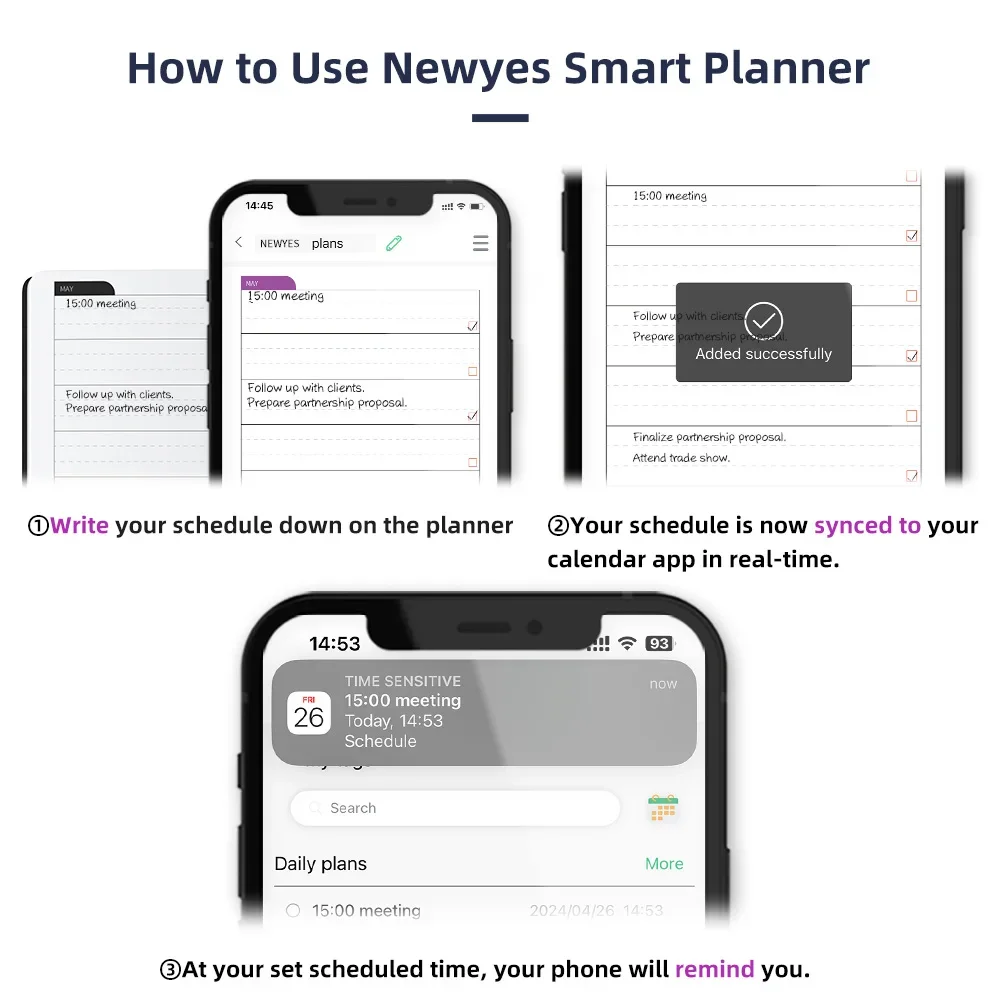 Aplikacja Newyes Inteligentny cyfrowy notatnik A5 Papierowy inteligentny długopis Cyfrowy planista harmonogramu z przechowywaniem w chmurze i