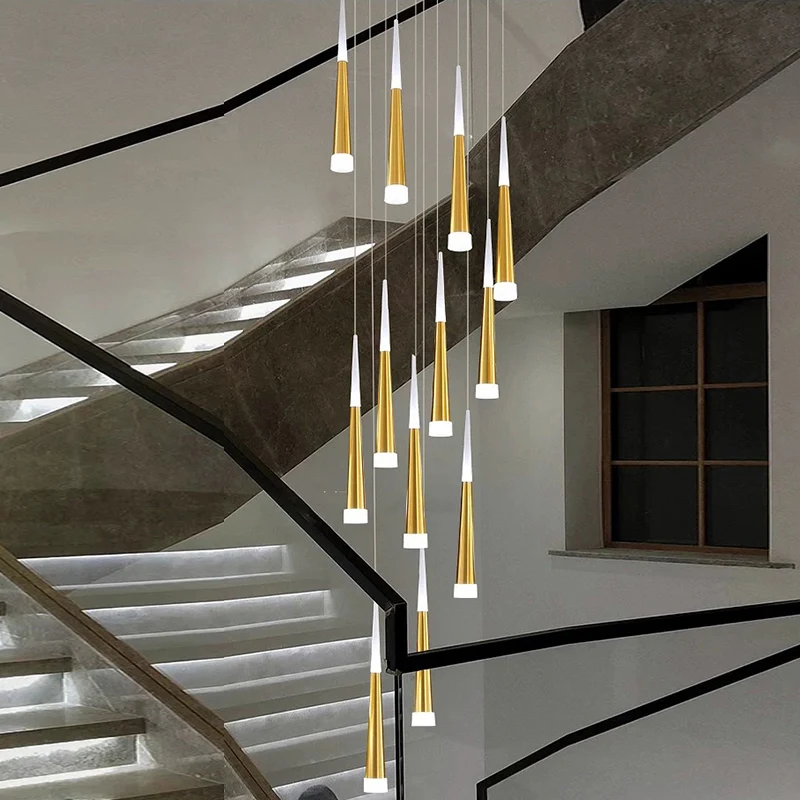 Luces led modernas para decoración del hogar, lámparas colgantes para escaleras, candelabros para sala de estar, iluminación interior