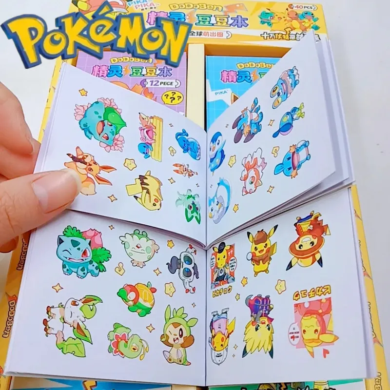 Pokemon Pikachu Anime Stickers Book 12 Pages Pokemon kids Cute Cartoon Stickers Book Baby Educational Toys Gifts