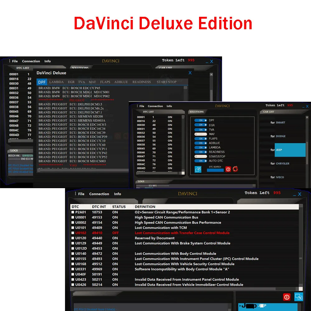 DaVinci Deluxe Edition Software for Automotive Development Diagnostics and Correct with The Modern Antipollution Systems