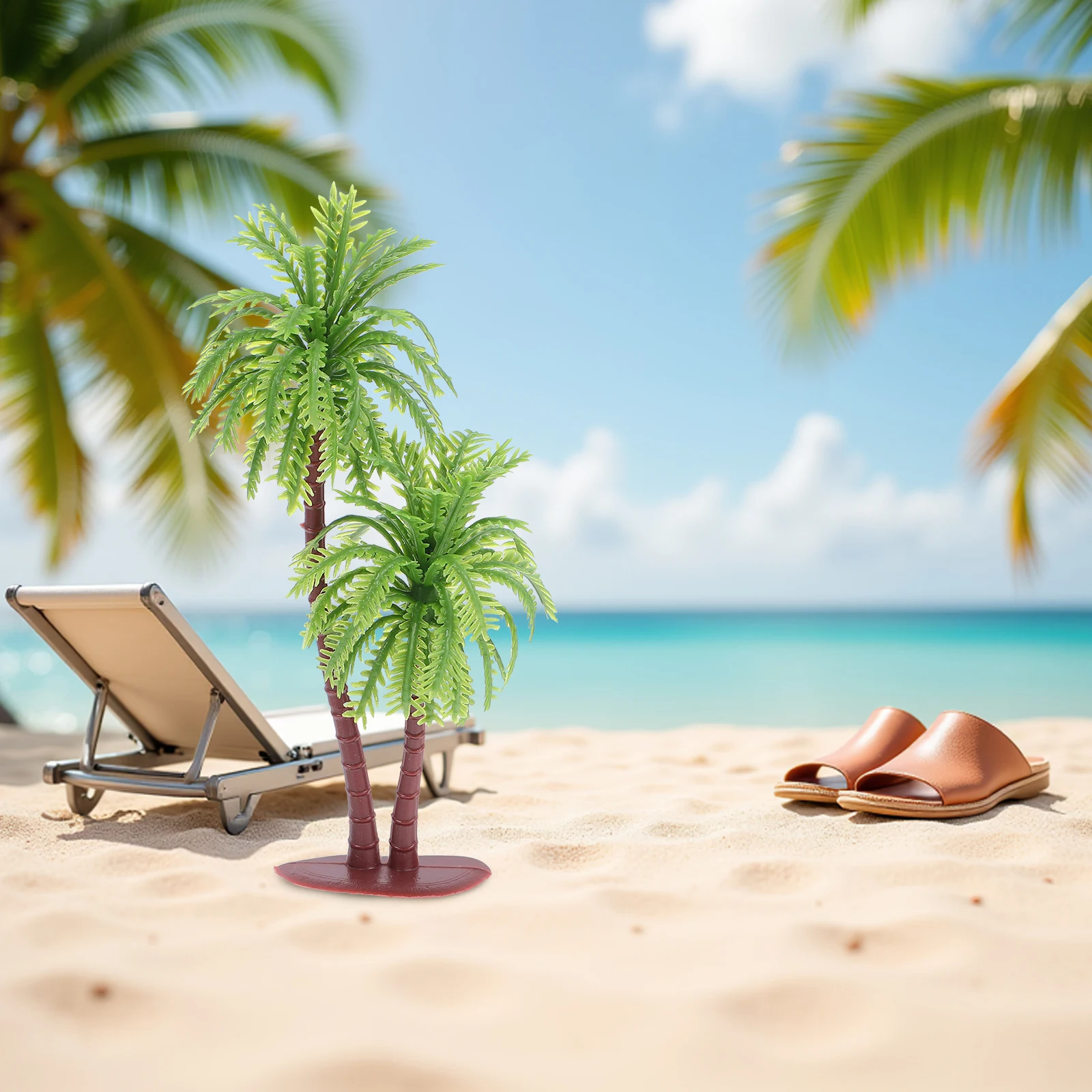 10 Pcs Sand Table Coconut Tree Photo Props Plastic Small Artificial Tropical Plants