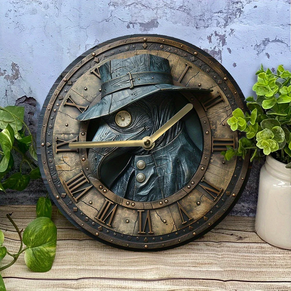 Plague Doctor Silent Wall Clock -DIY Assembly Kit, High-Definition 2D Print Includes Movement  Home Decor, Gift for Parents